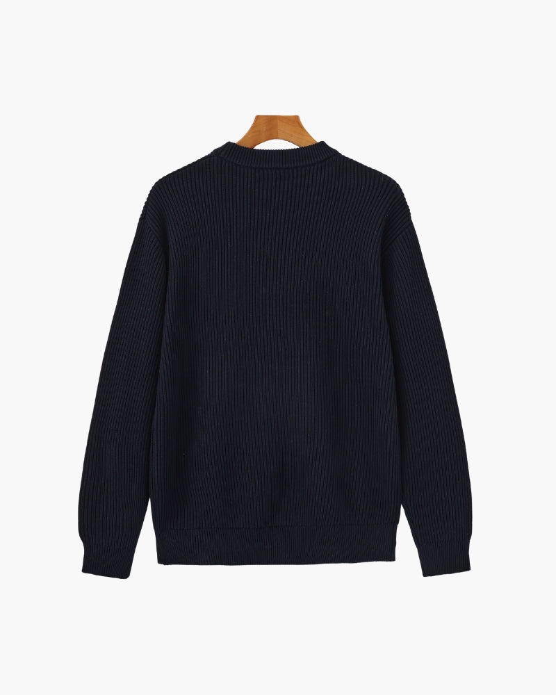 Ribbed Knit Crew Neck Sweater