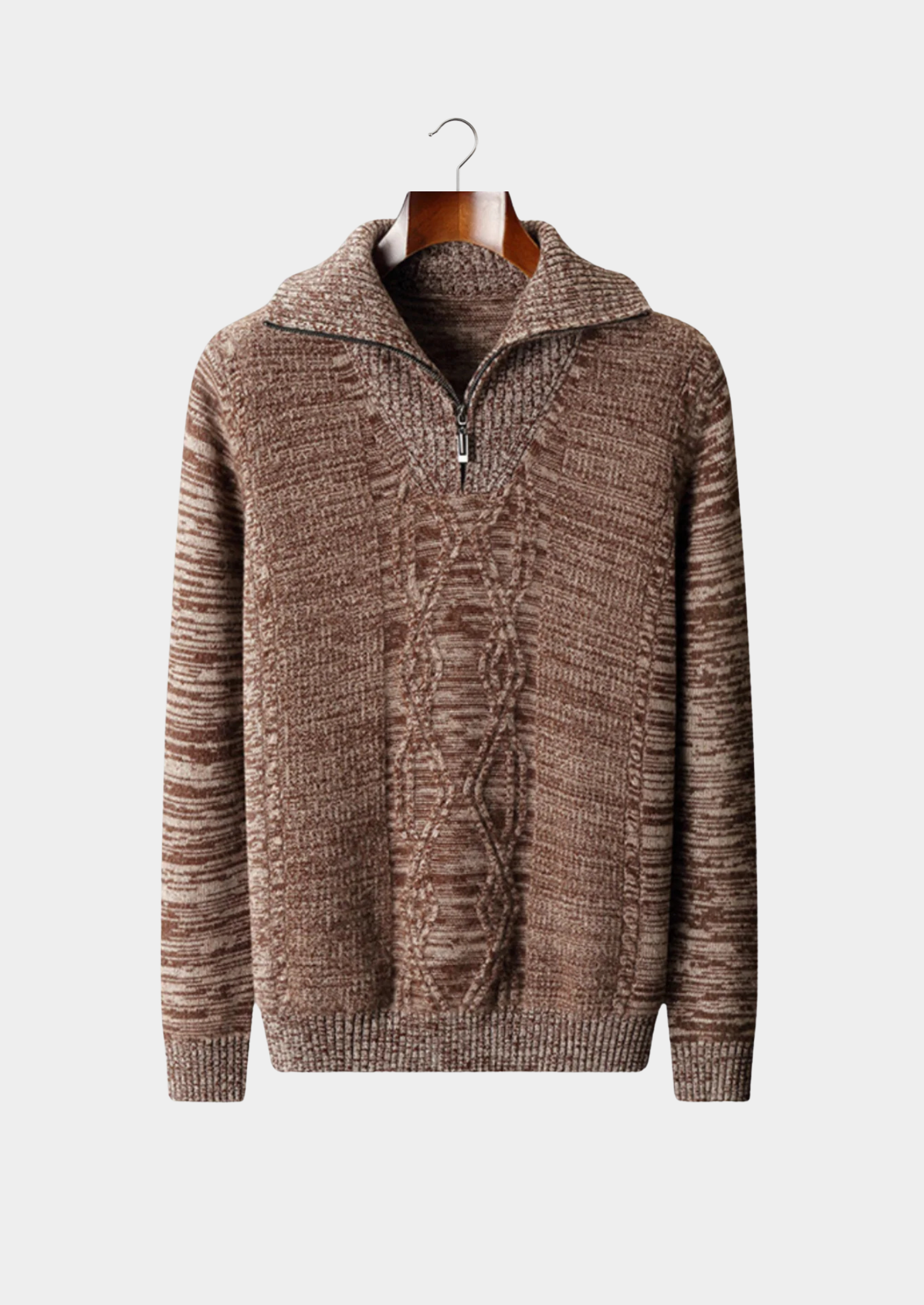 PURE EXTRA-FINE MERINO WOOL HALF ZIP SWEATER