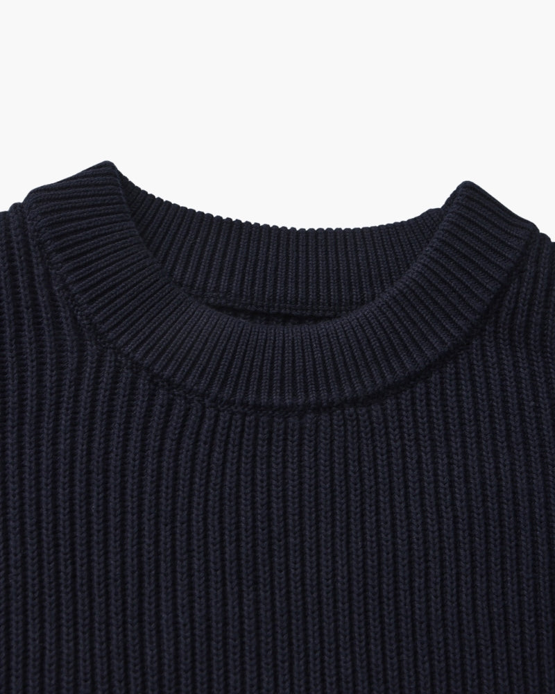 Ribbed Knit Crew Neck Sweater
