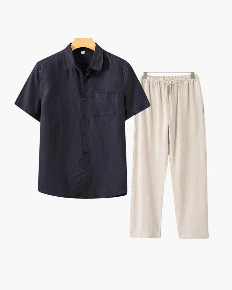 Classic Linen Combo Shirt (Short Sleeve)