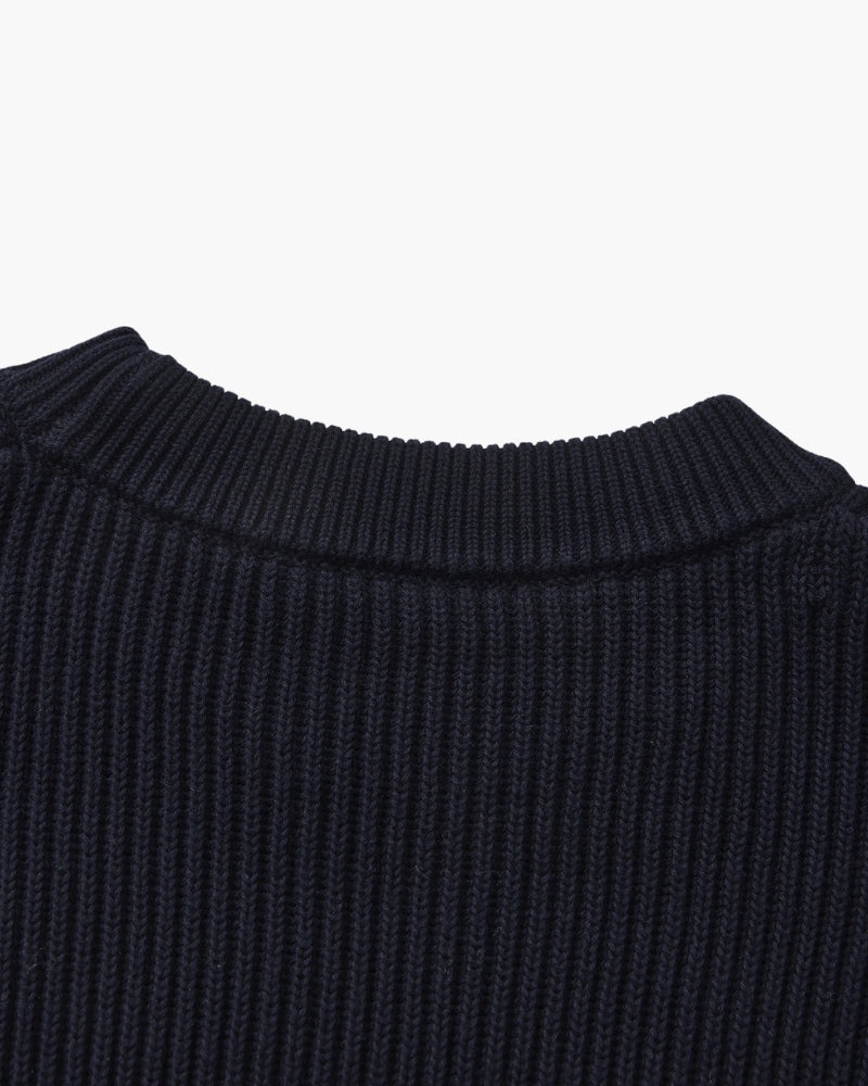 Ribbed Knit Crew Neck Sweater