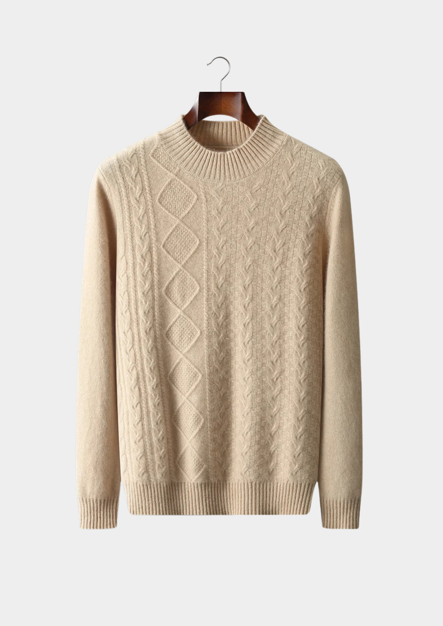 PURE EXTRA-FINE MERINO WOOL JACQUARD MOCKNECK
