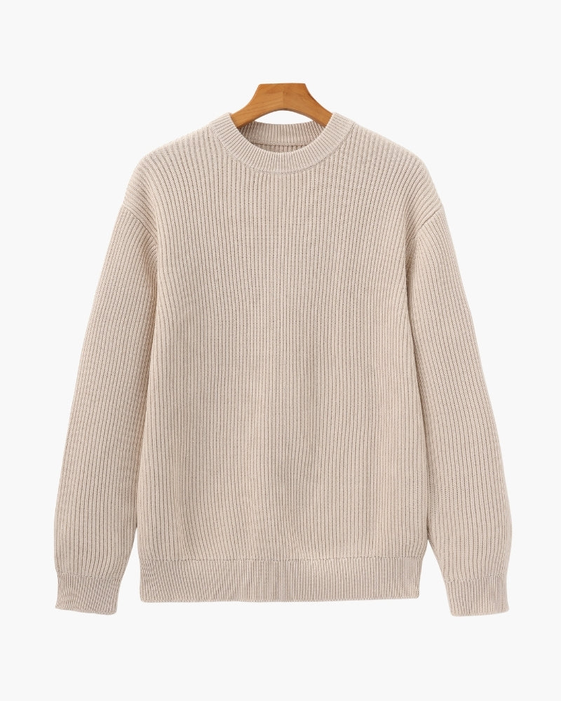 Ribbed Knit Crew Neck Sweater