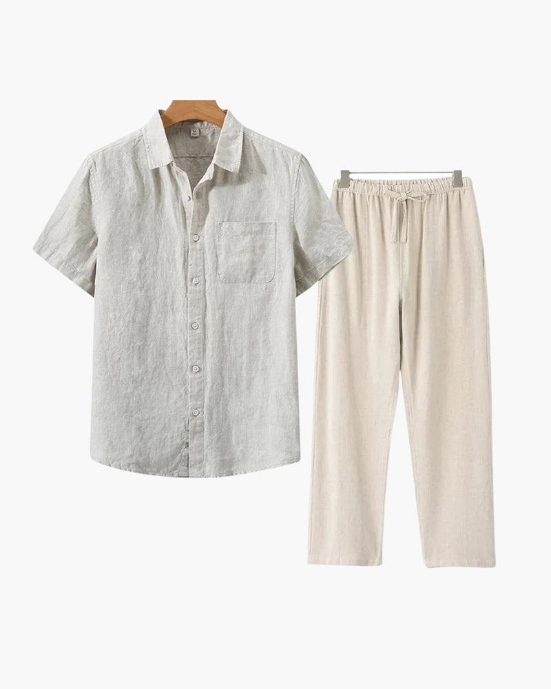 Classic Linen Combo Shirt (Short Sleeve)