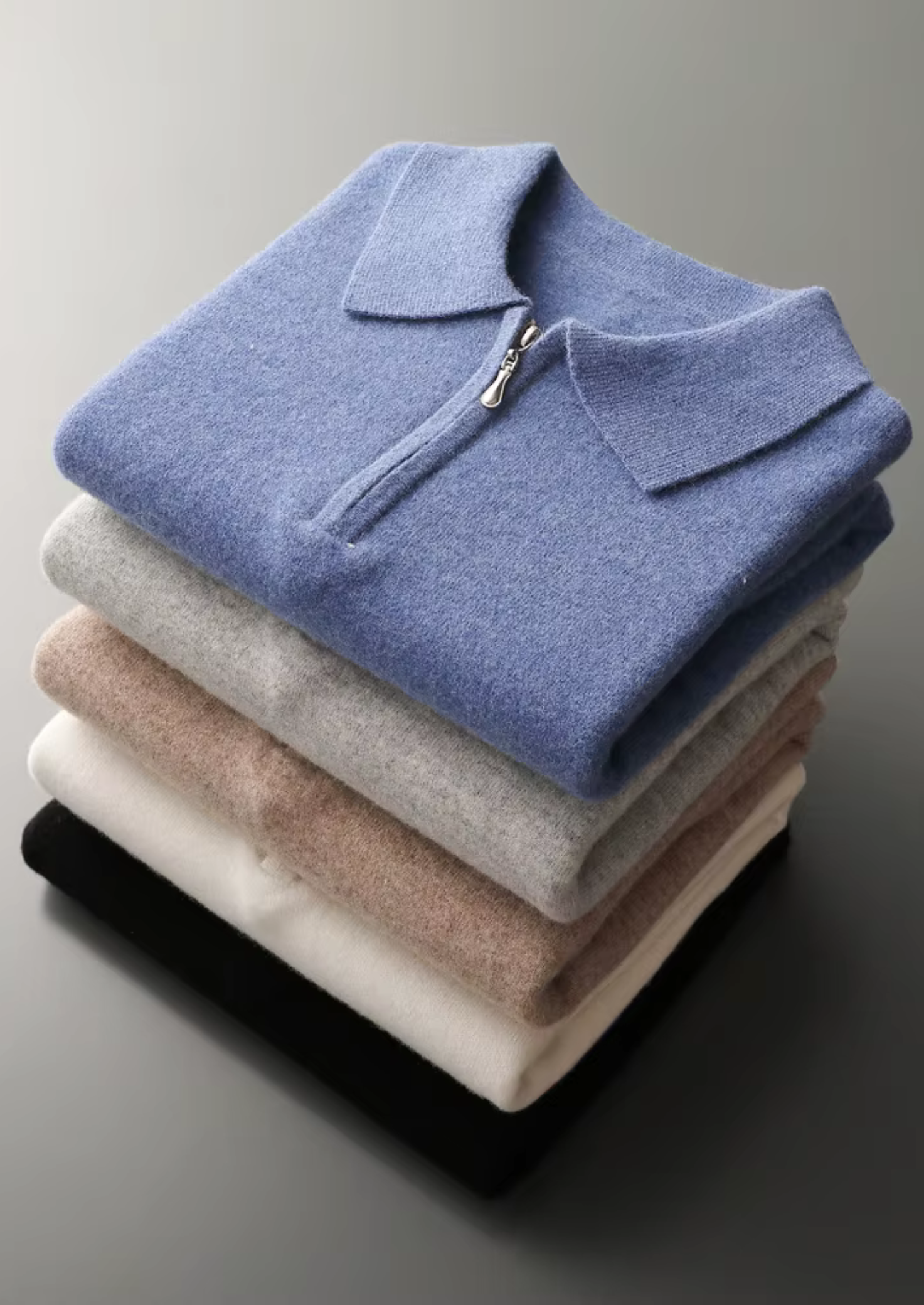 PURE EXTRA-FINE MERINO WOOL HALF ZIP POLO