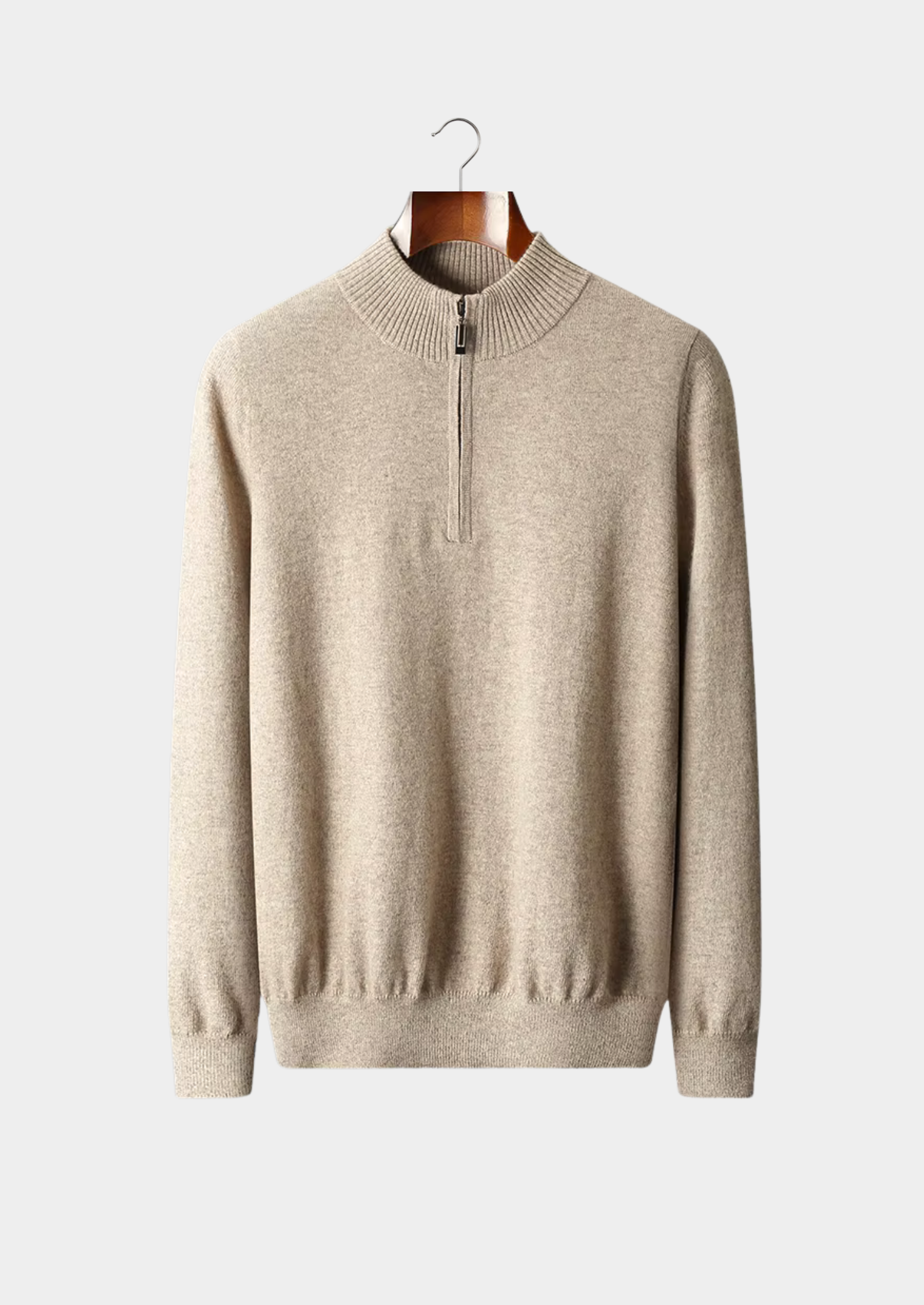 PURE EXTRA-FINE MERINO WOOL HALF ZIP SWEATER
