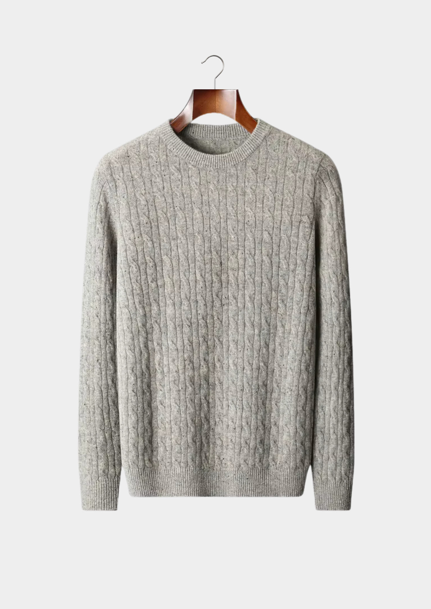 PURE EXTRA-FINE MERINO WOOL NEPPED CABLE CREWNECK
