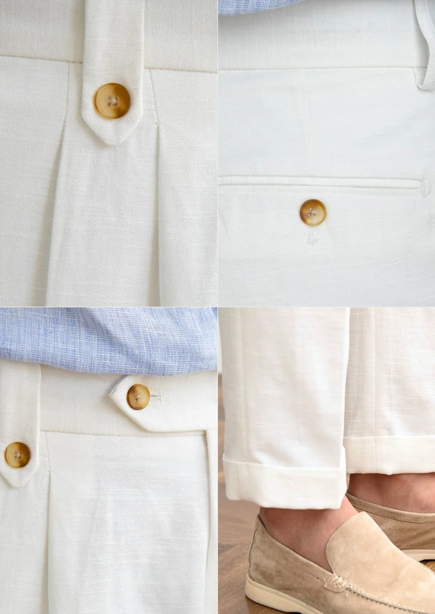 NAPOLI PLEATED COASTAL TROUSERS - White