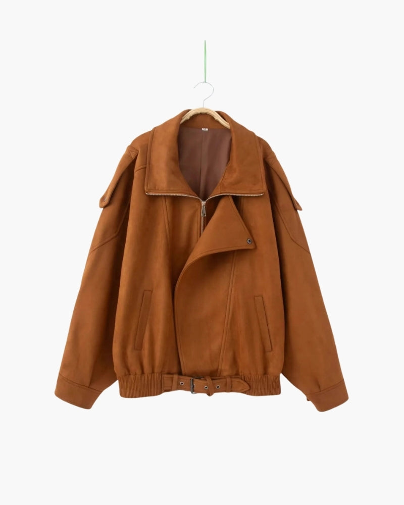 Retro Suede Draped Jacket