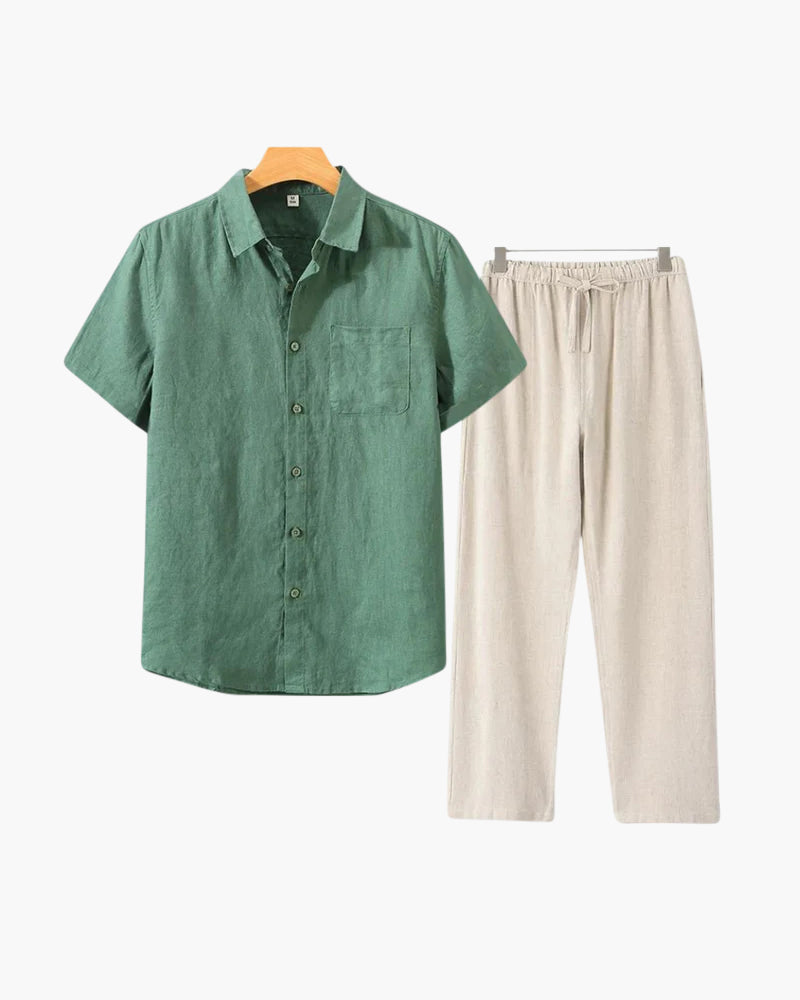 Classic Linen Combo Shirt (Short Sleeve)