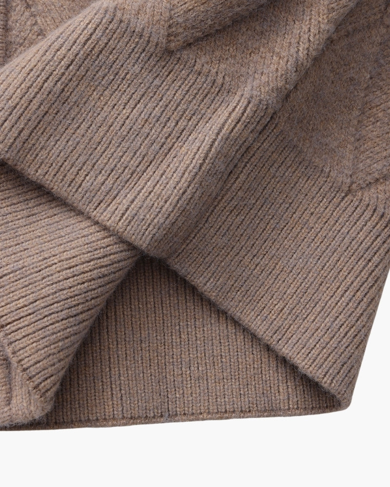 Heritage Diamond Pattern Zip-Up Cardigan