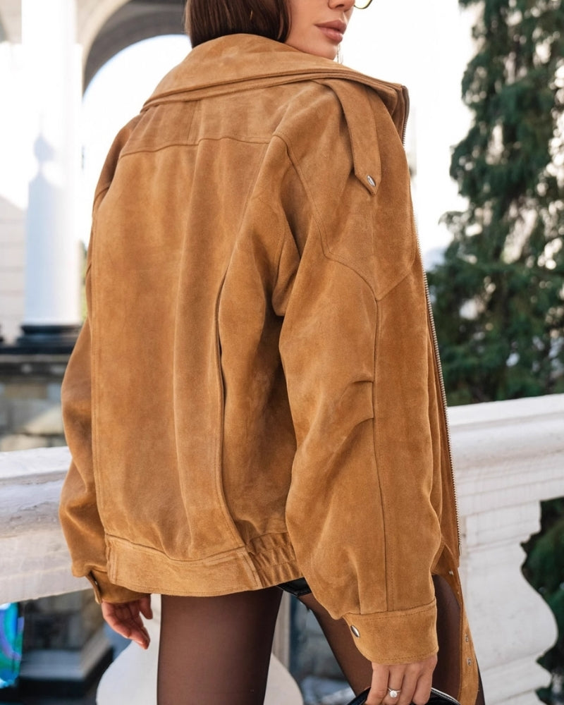 Retro Suede Draped Jacket
