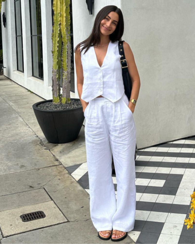 Elegant Linen Two-Piece Set for Women