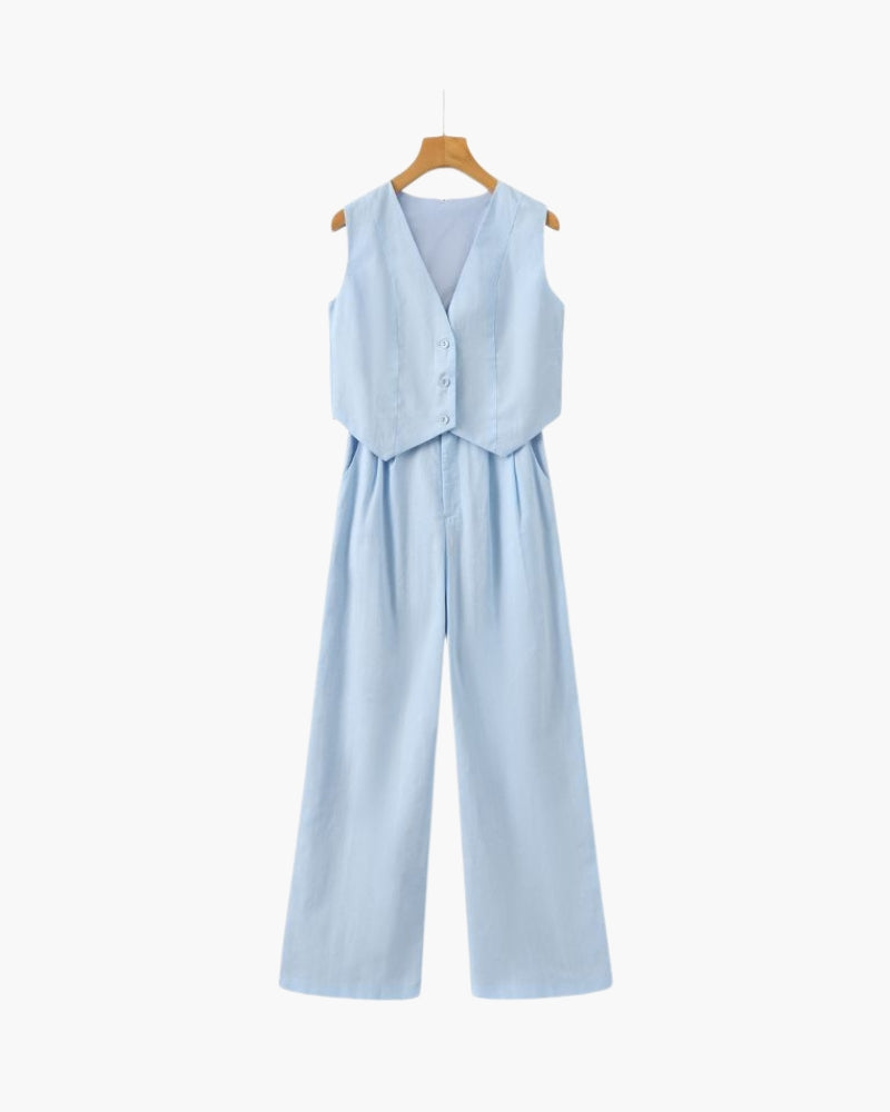Elegant Linen Two-Piece Set for Women