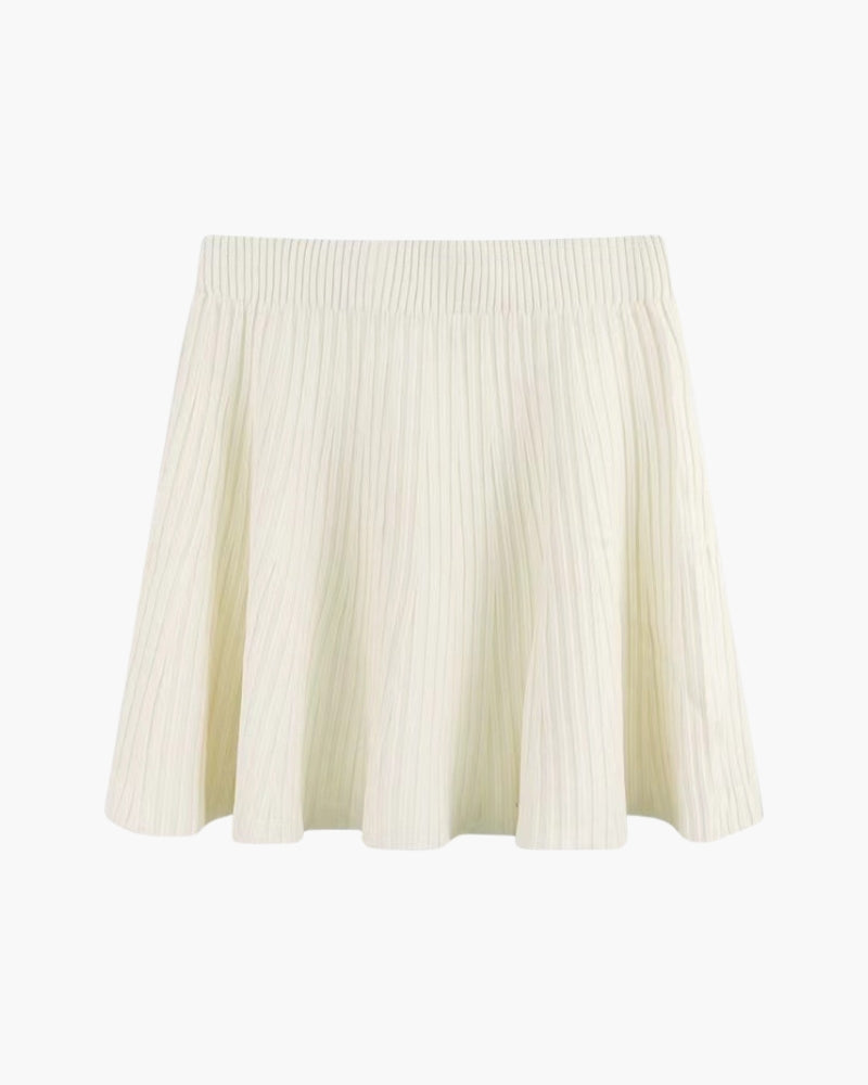 Wool Mini Skirt with Pleated Design