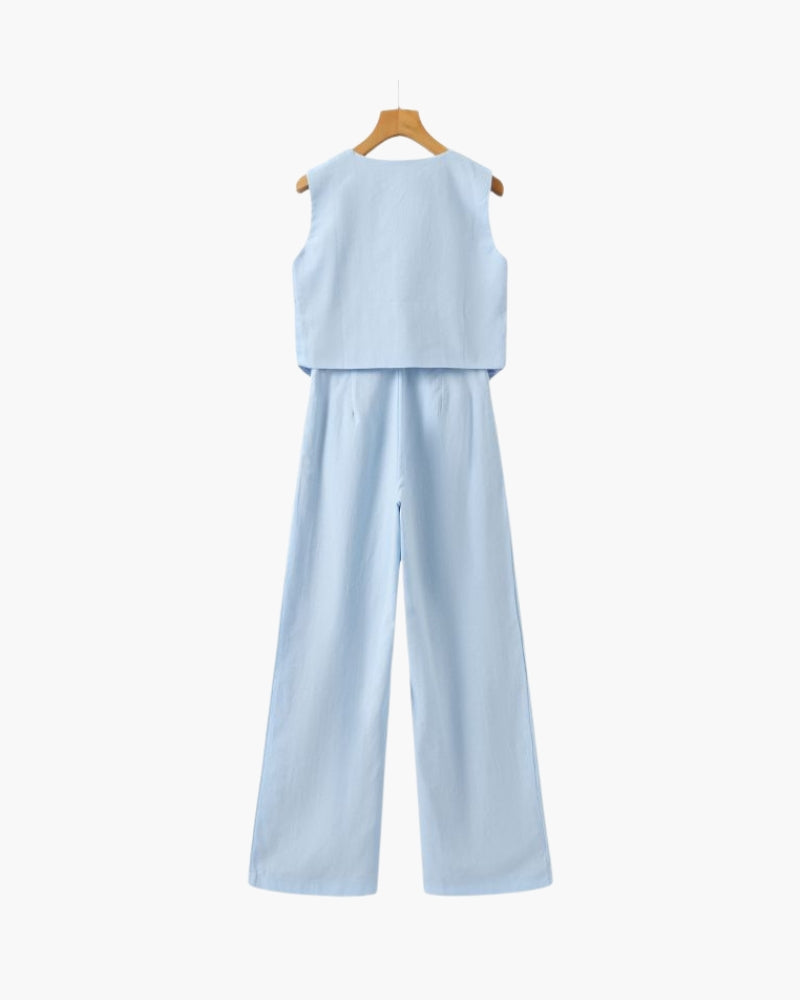 Elegant Linen Two-Piece Set for Women
