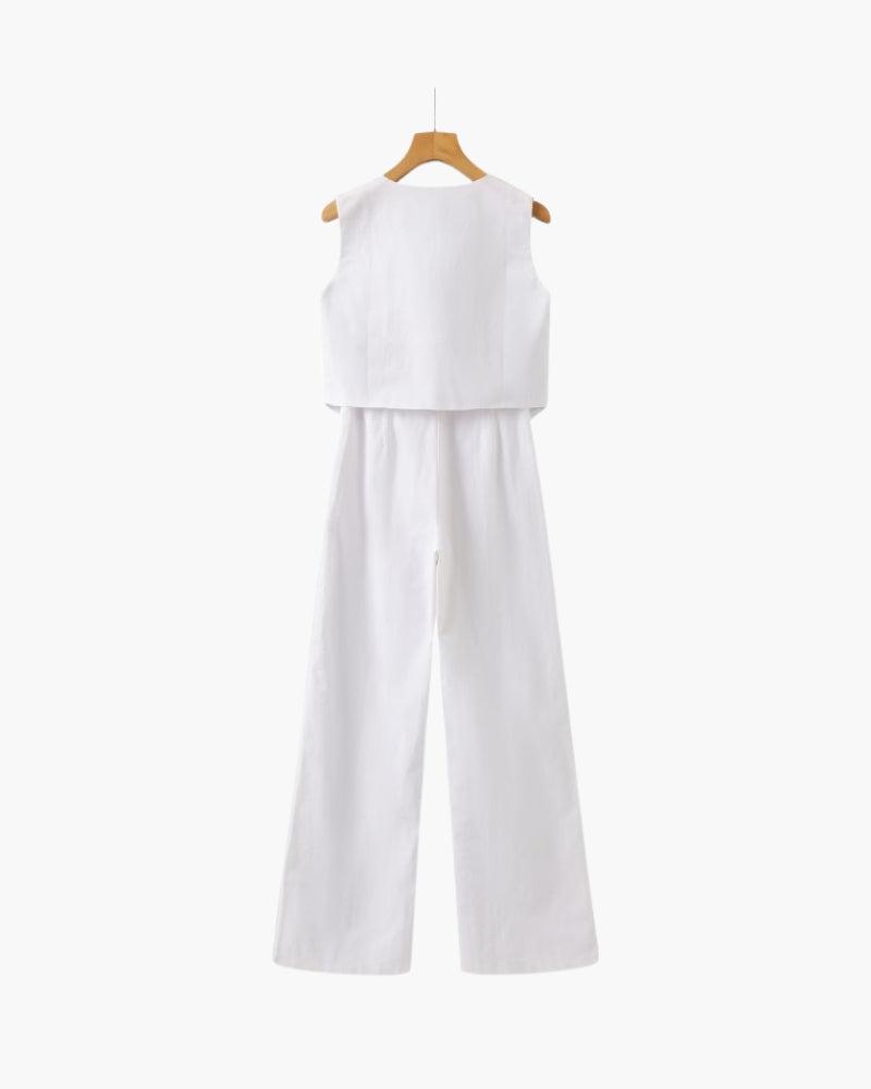 Elegant Linen Two-Piece Set for Women