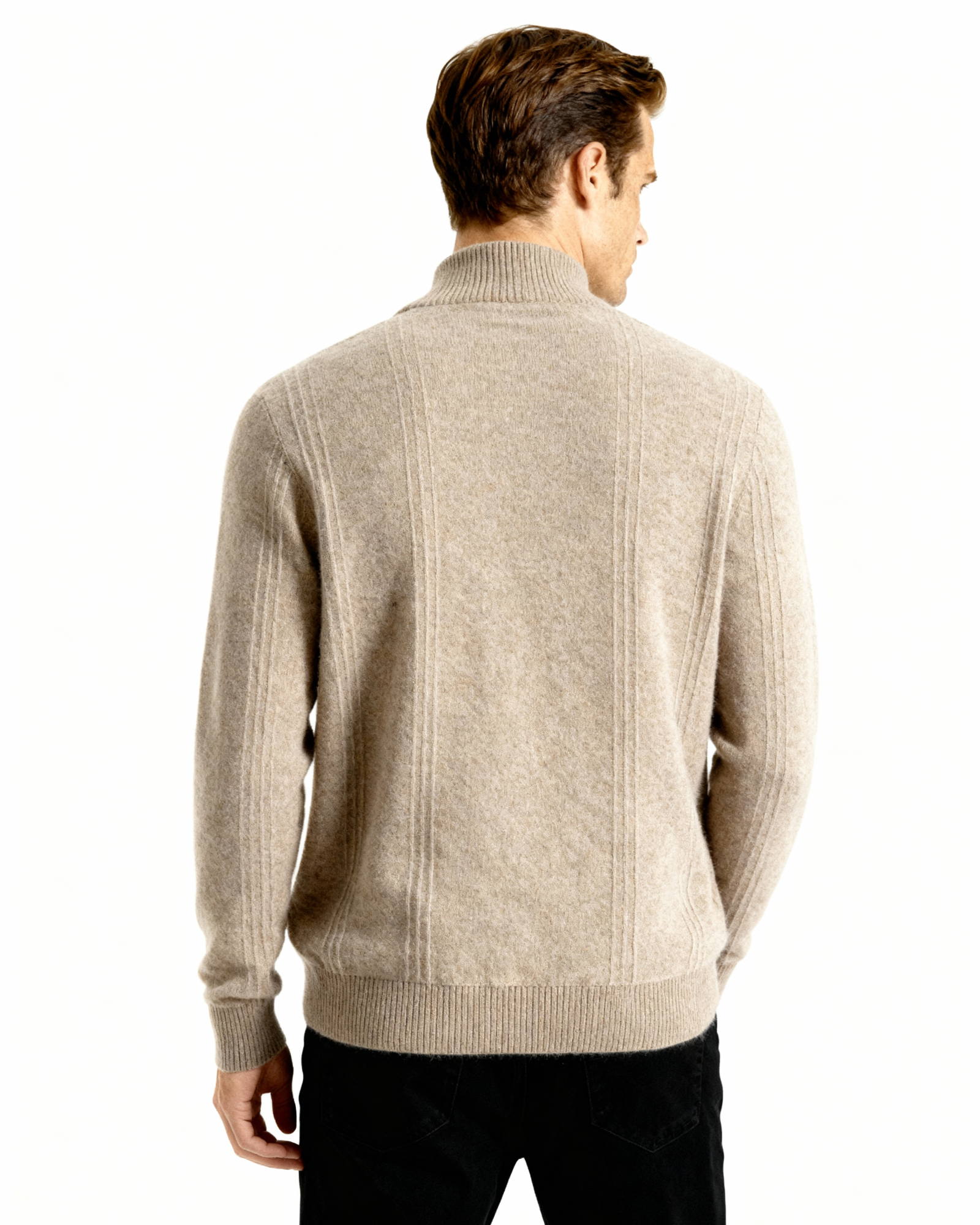 Pure Cashmere Ribbed Half-Zip Sweater