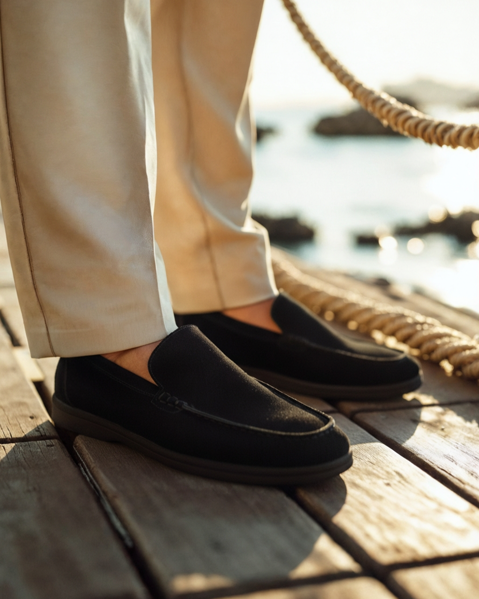 Luxury Suede Loafers with Black Soles