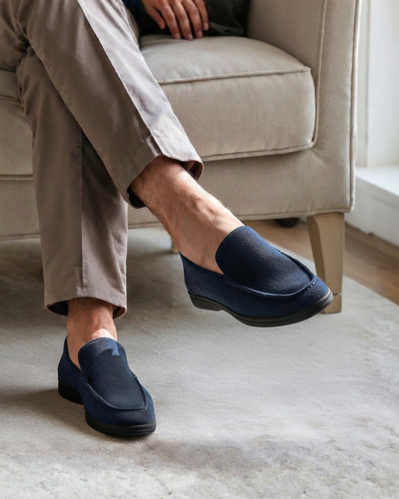 Luxury Suede Loafers with Black Soles