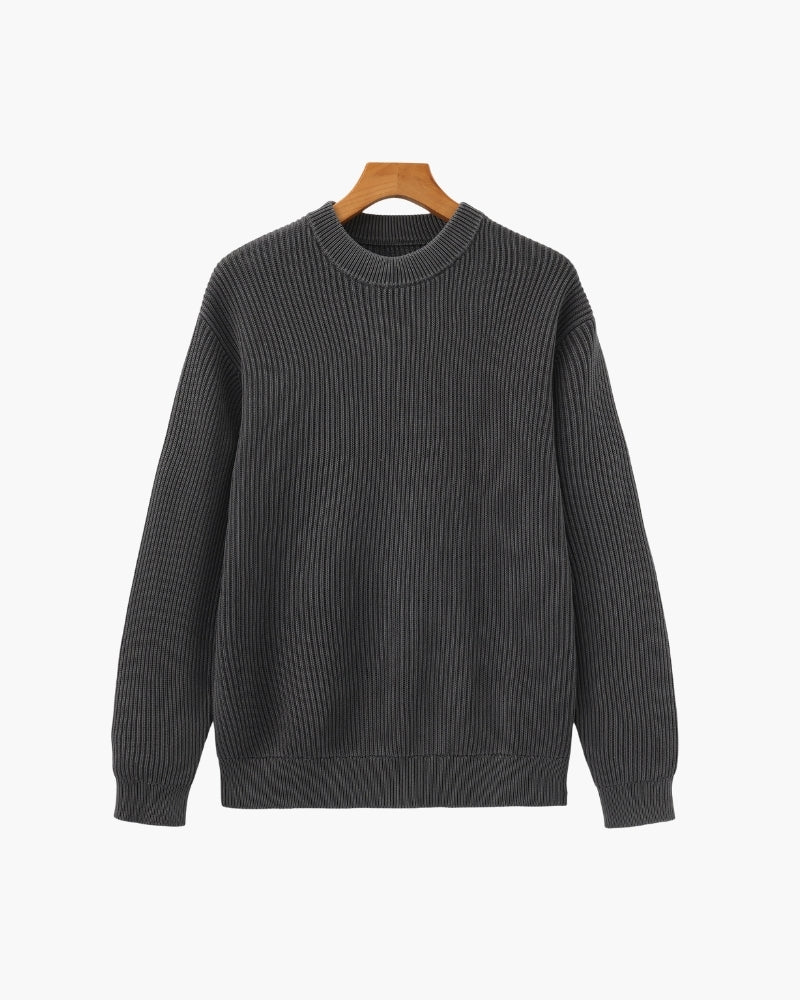 Ribbed Knit Crew Neck Sweater