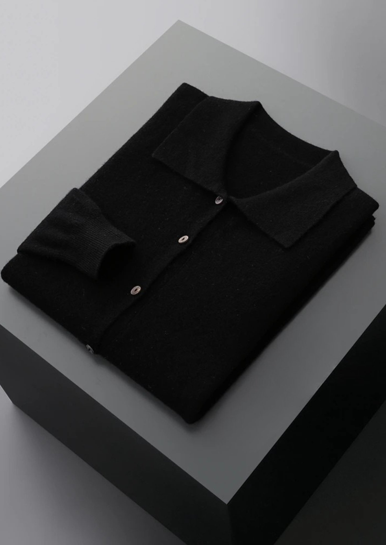 PURE EXTRA-FINE MERINO WOOL POLO CARDIGAN
