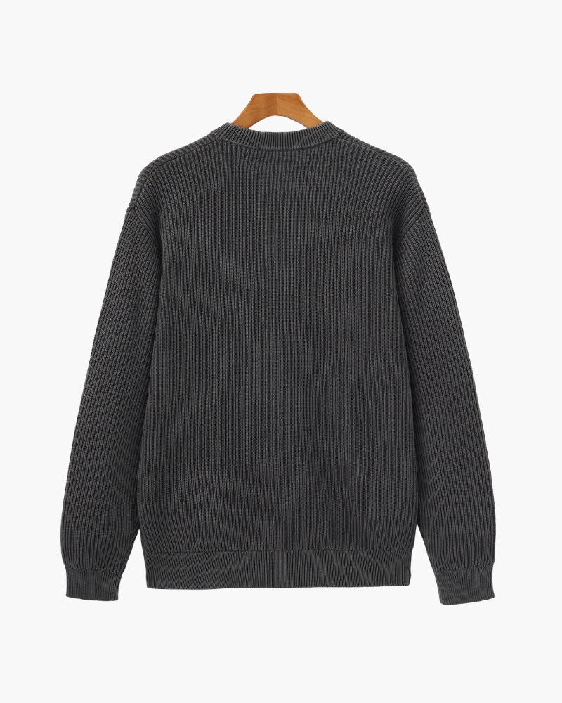 Ribbed Knit Crew Neck Sweater
