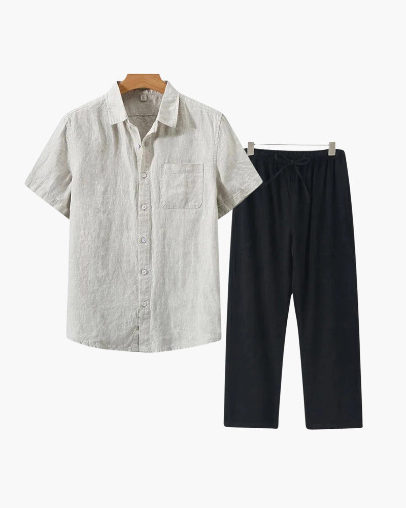 Classic Linen Combo Shirt (Short Sleeve)