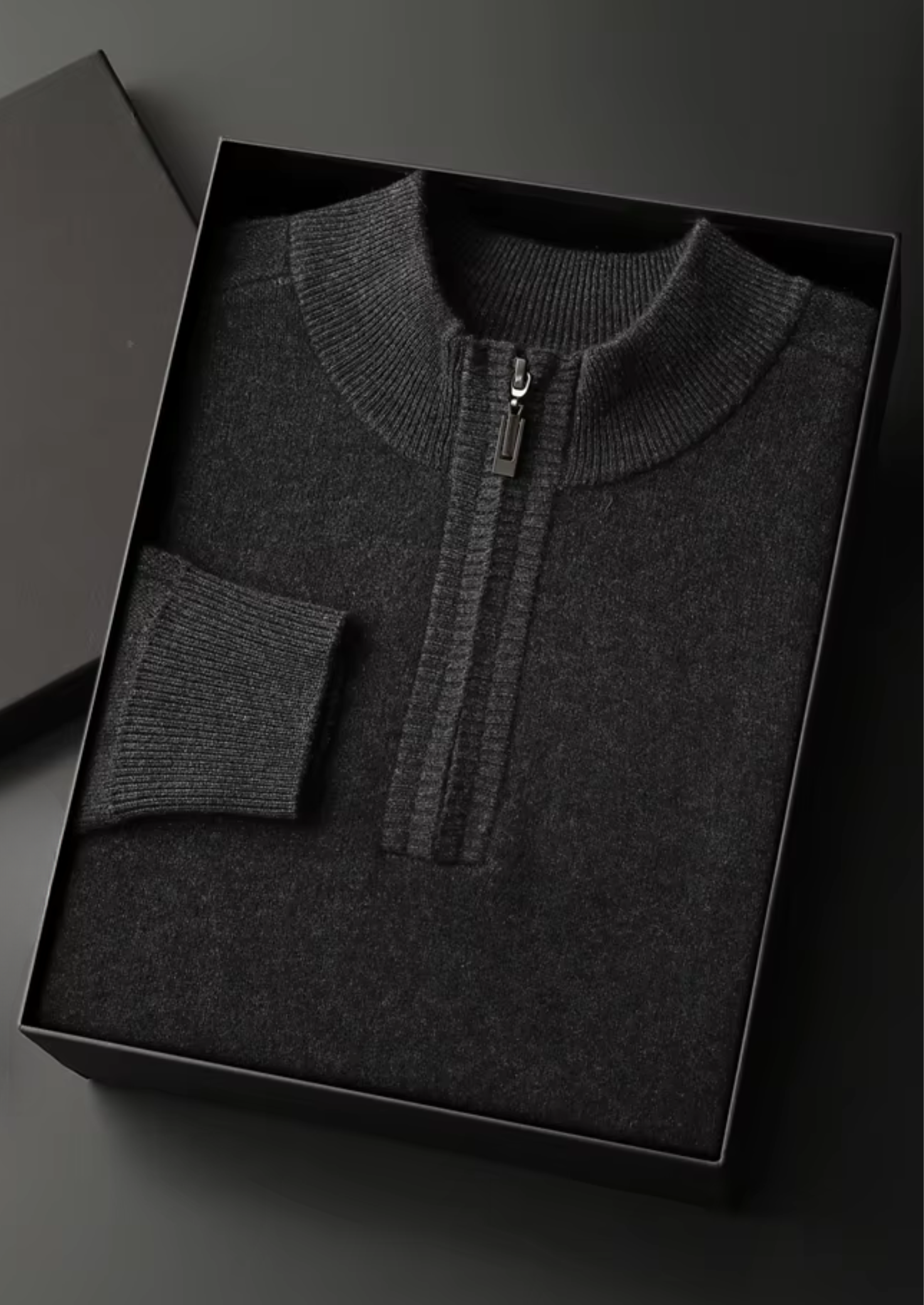 PREMIUM CASHMERE ESSENTIAL HALF-ZIP SWEATER