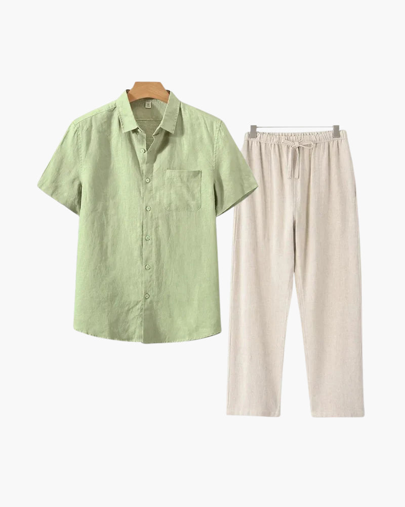 Classic Linen Combo Shirt (Short Sleeve)