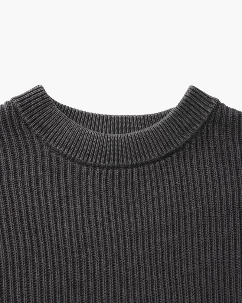 Ribbed Knit Crew Neck Sweater