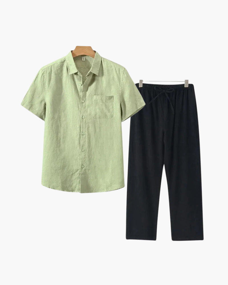 Classic Linen Combo Shirt (Short Sleeve)