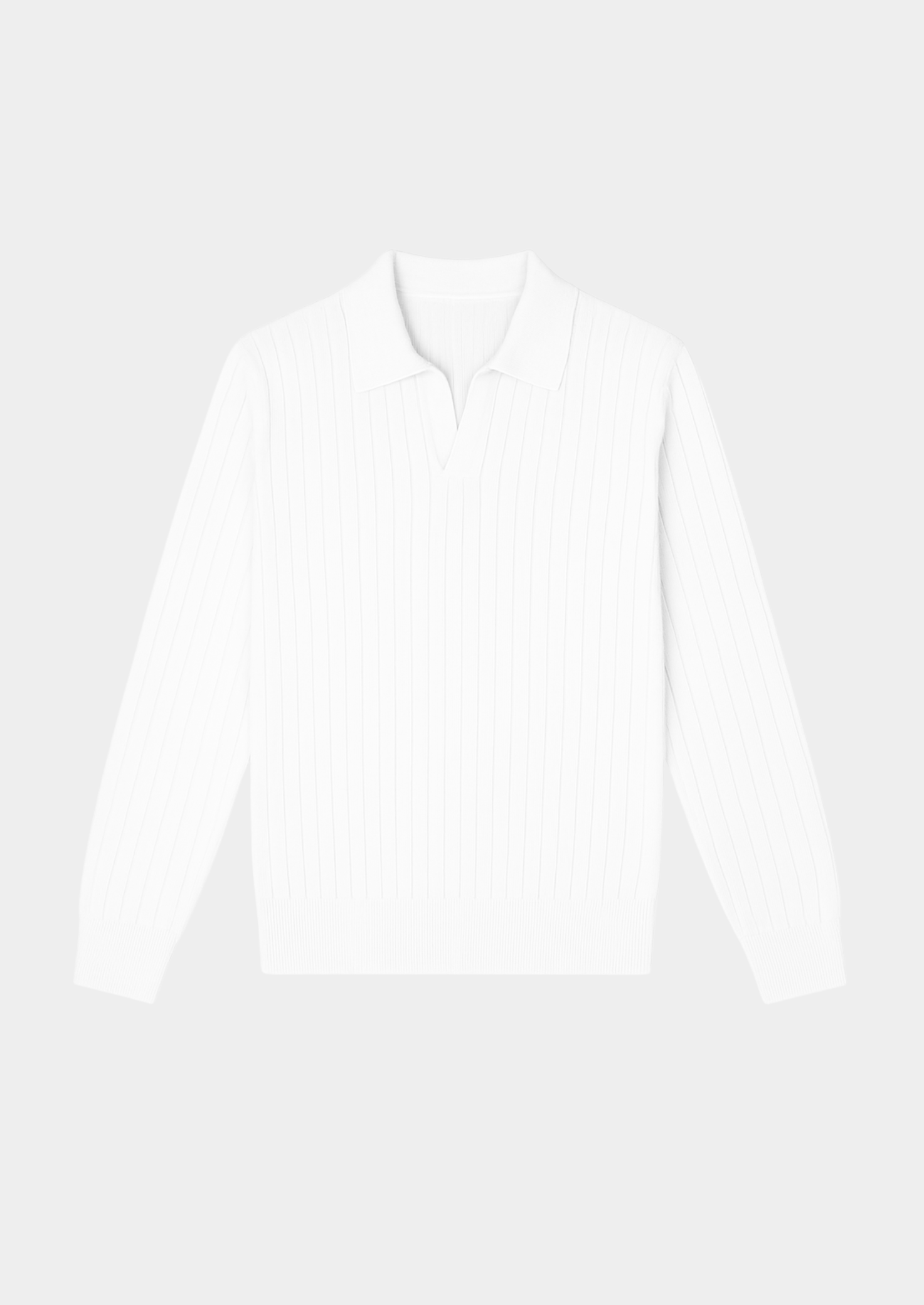 WHITE BUTTONLESS RIBBED POLO