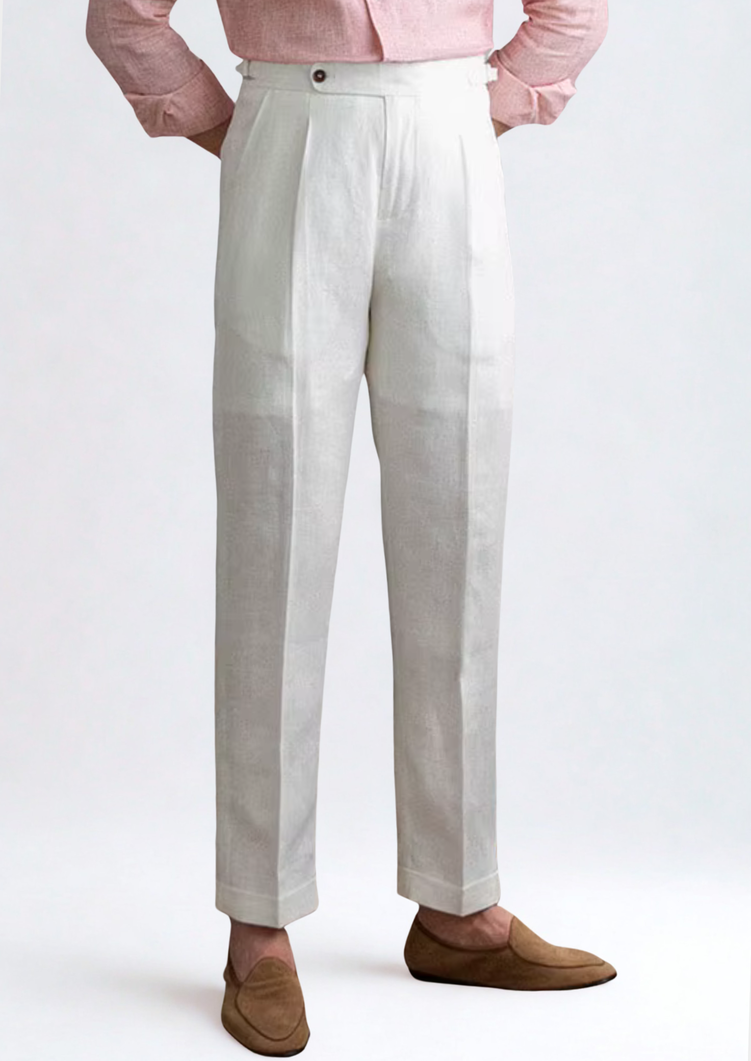 TUSCANY PLEATED COASTAL TROUSERS - White