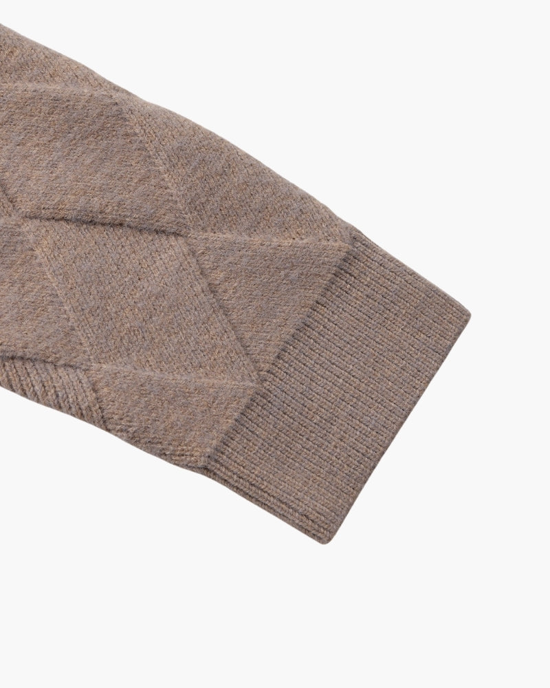 Heritage Diamond Pattern Zip-Up Cardigan