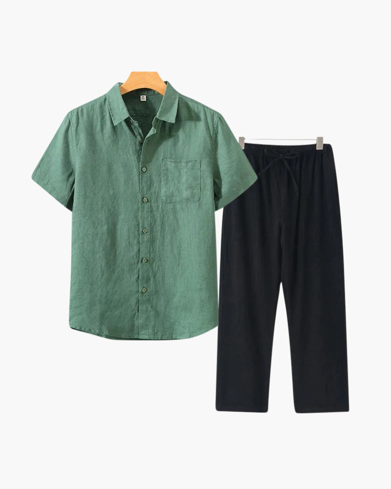 Classic Linen Combo Shirt (Short Sleeve)