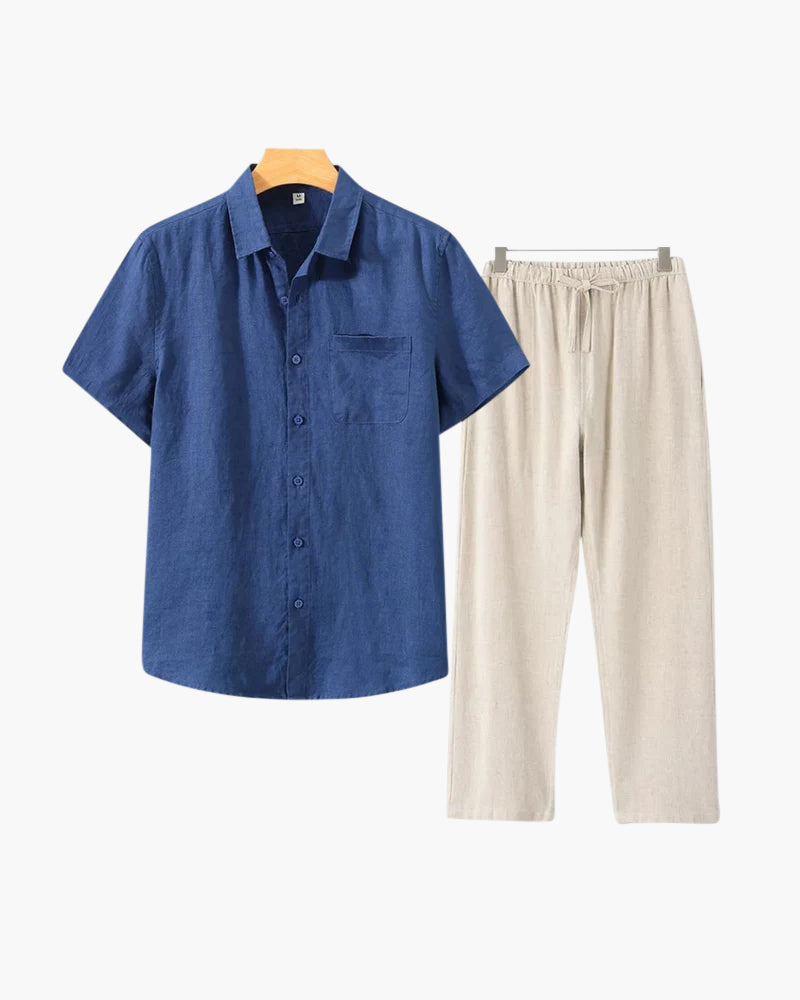 Classic Linen Combo Shirt (Short Sleeve)