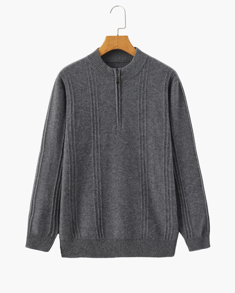 Pure Cashmere Ribbed Half-Zip Sweater