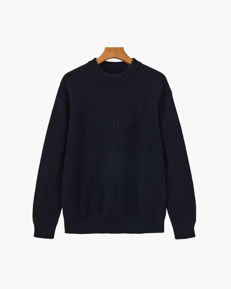 Ribbed Knit Crew Neck Sweater