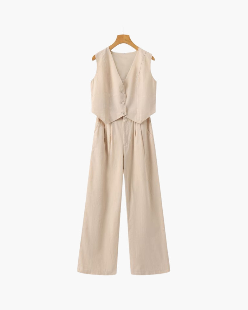 Elegant Linen Two-Piece Set for Women