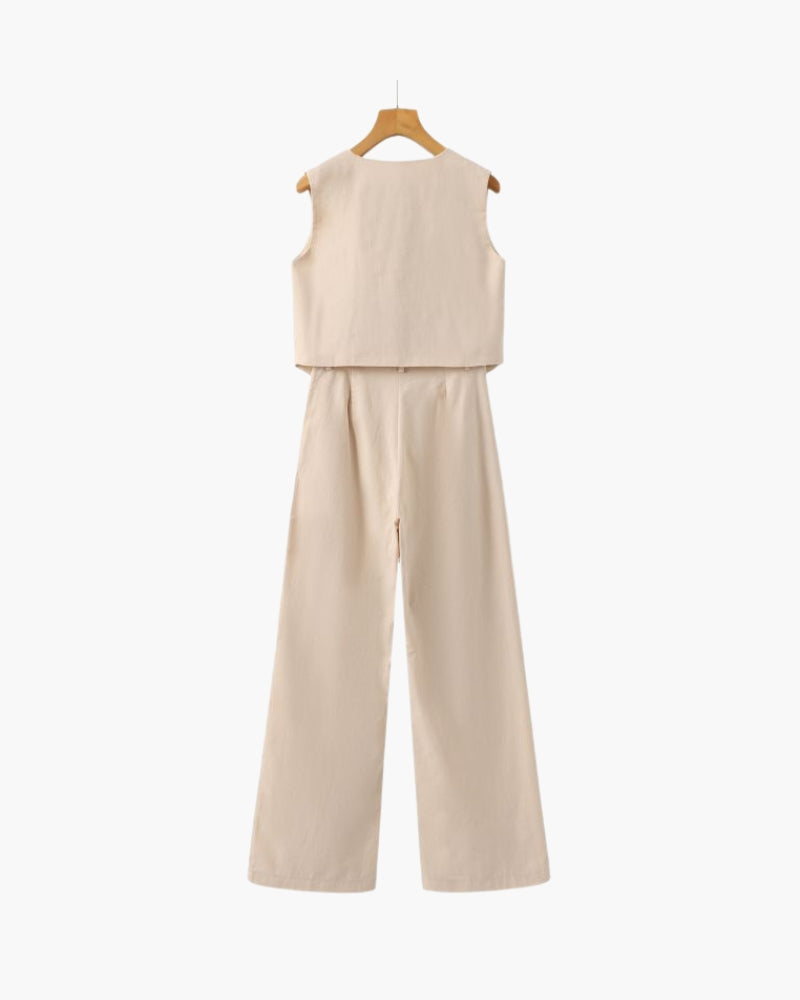 Elegant Linen Two-Piece Set for Women