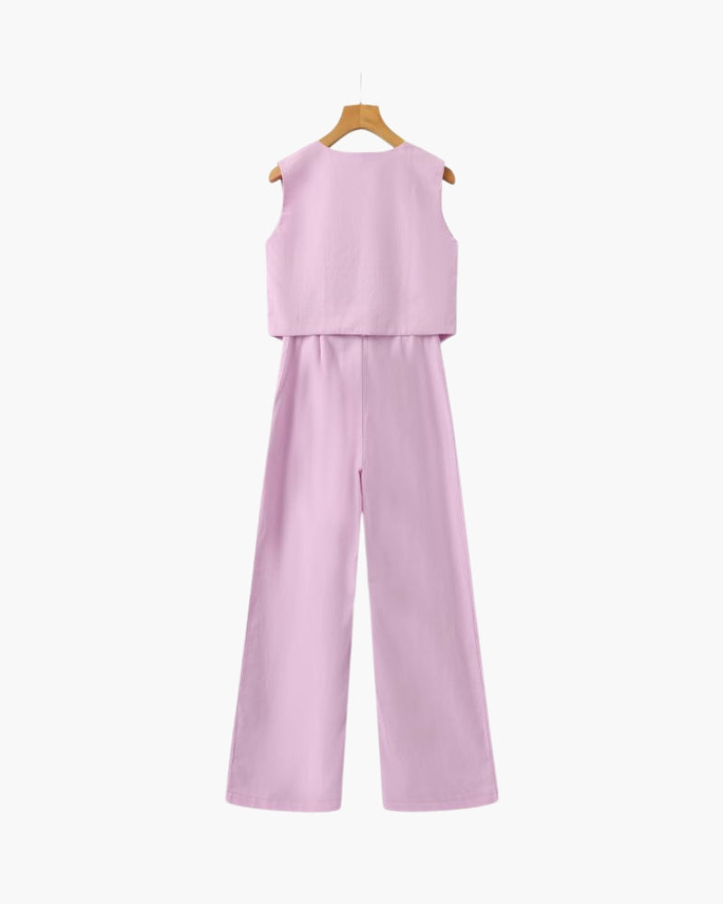 Elegant Linen Two-Piece Set for Women