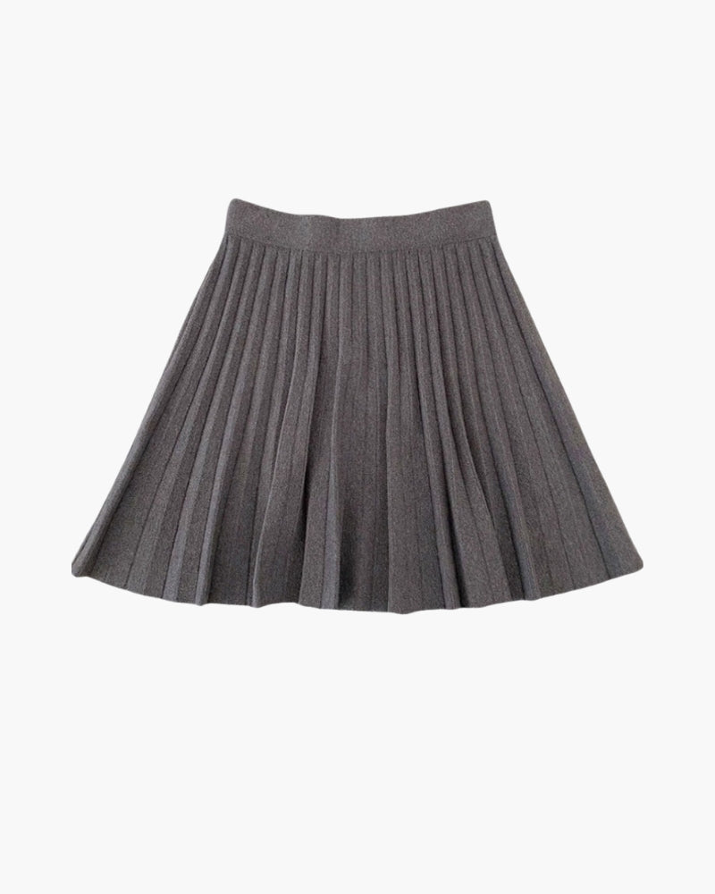 Wool Mini Skirt with Pleated Design