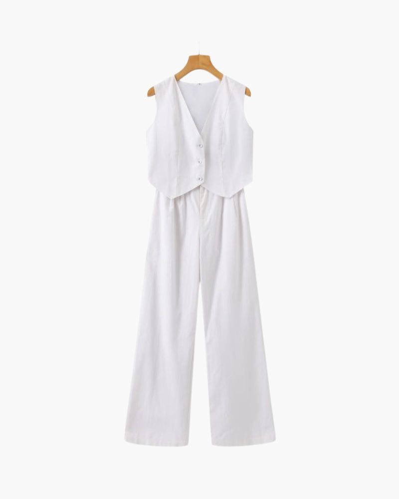 Elegant Linen Two-Piece Set for Women