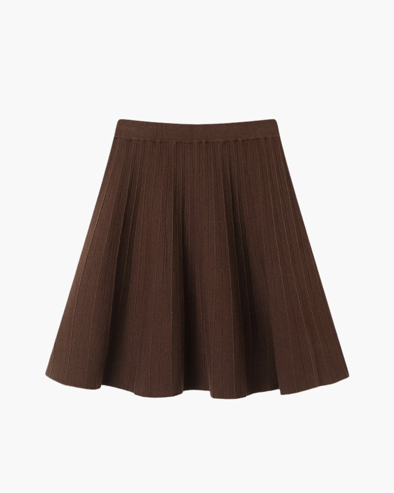 Wool Mini Skirt with Pleated Design