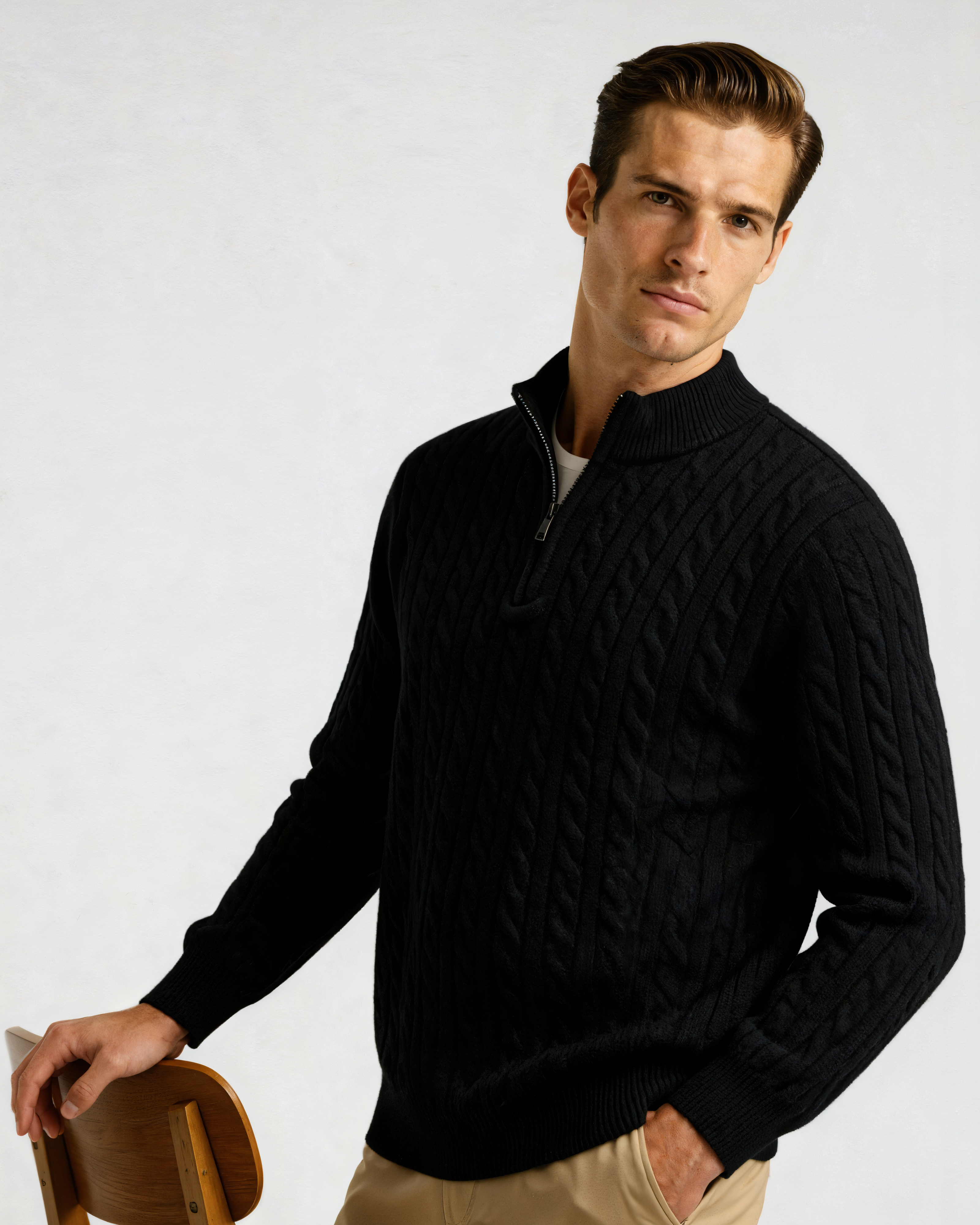 100% Cashmere Knit Half-Zip Sweater