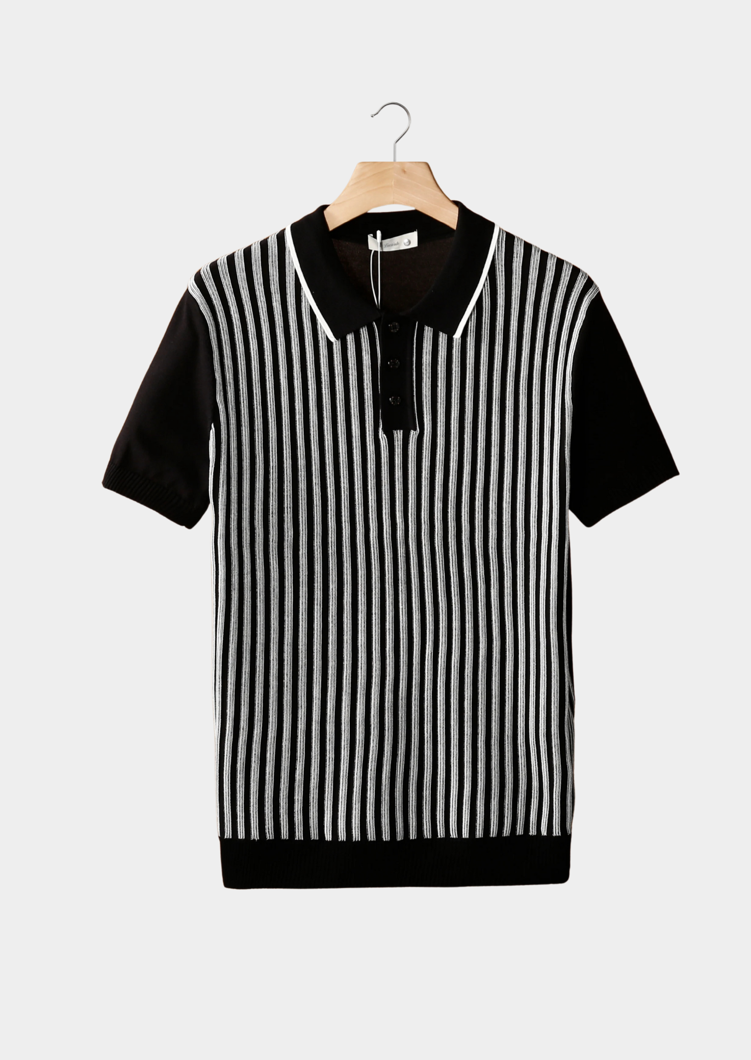 BLACK VERTICAL STRIPED POLO