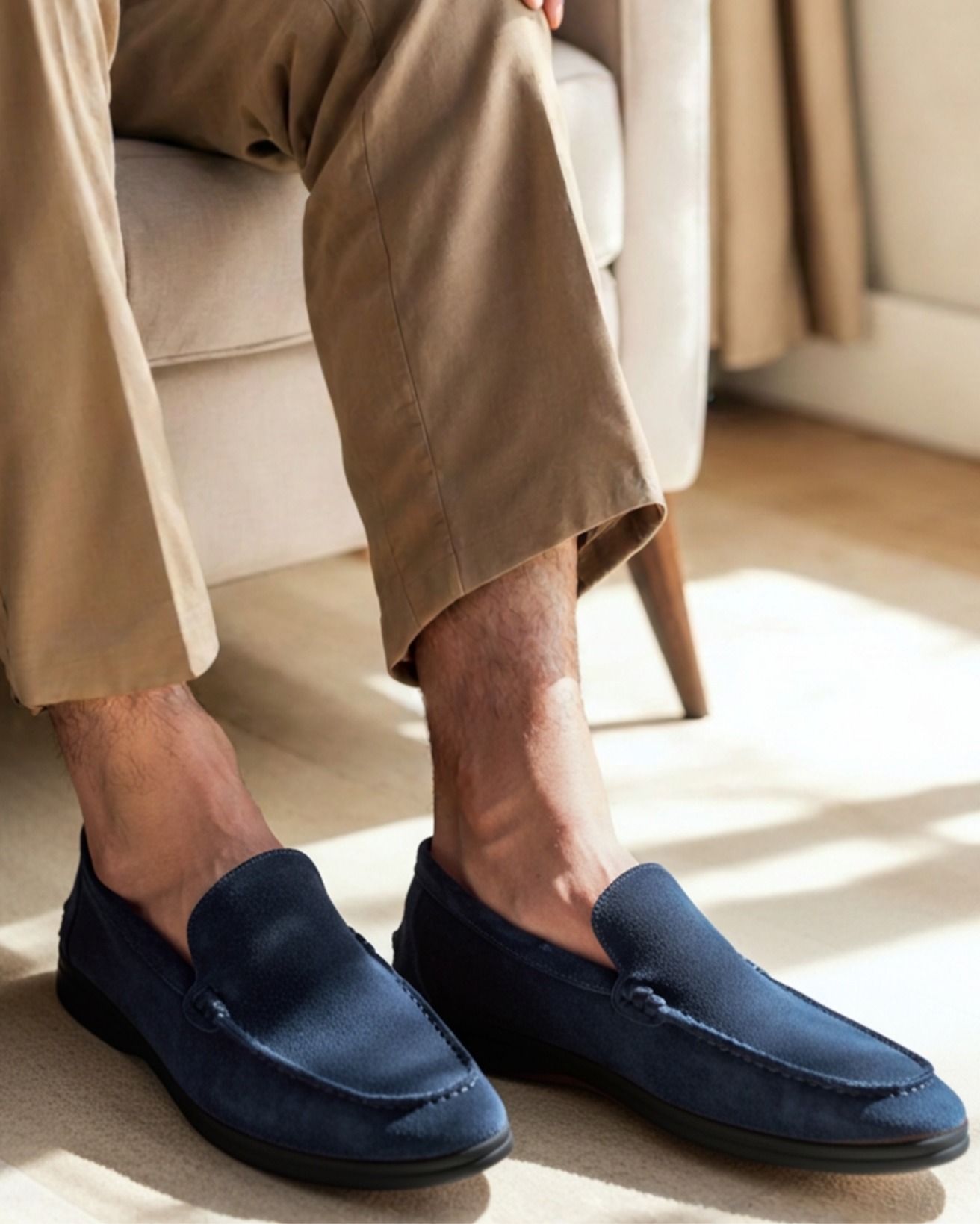 Luxury Suede Loafers with Black Soles